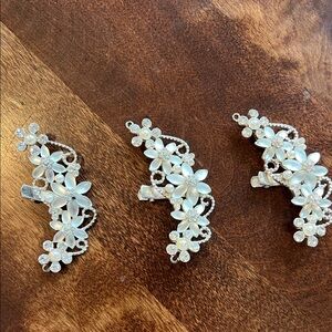 3 piece silver Bridal Hair clip